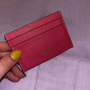 Hot pink Coach card holder